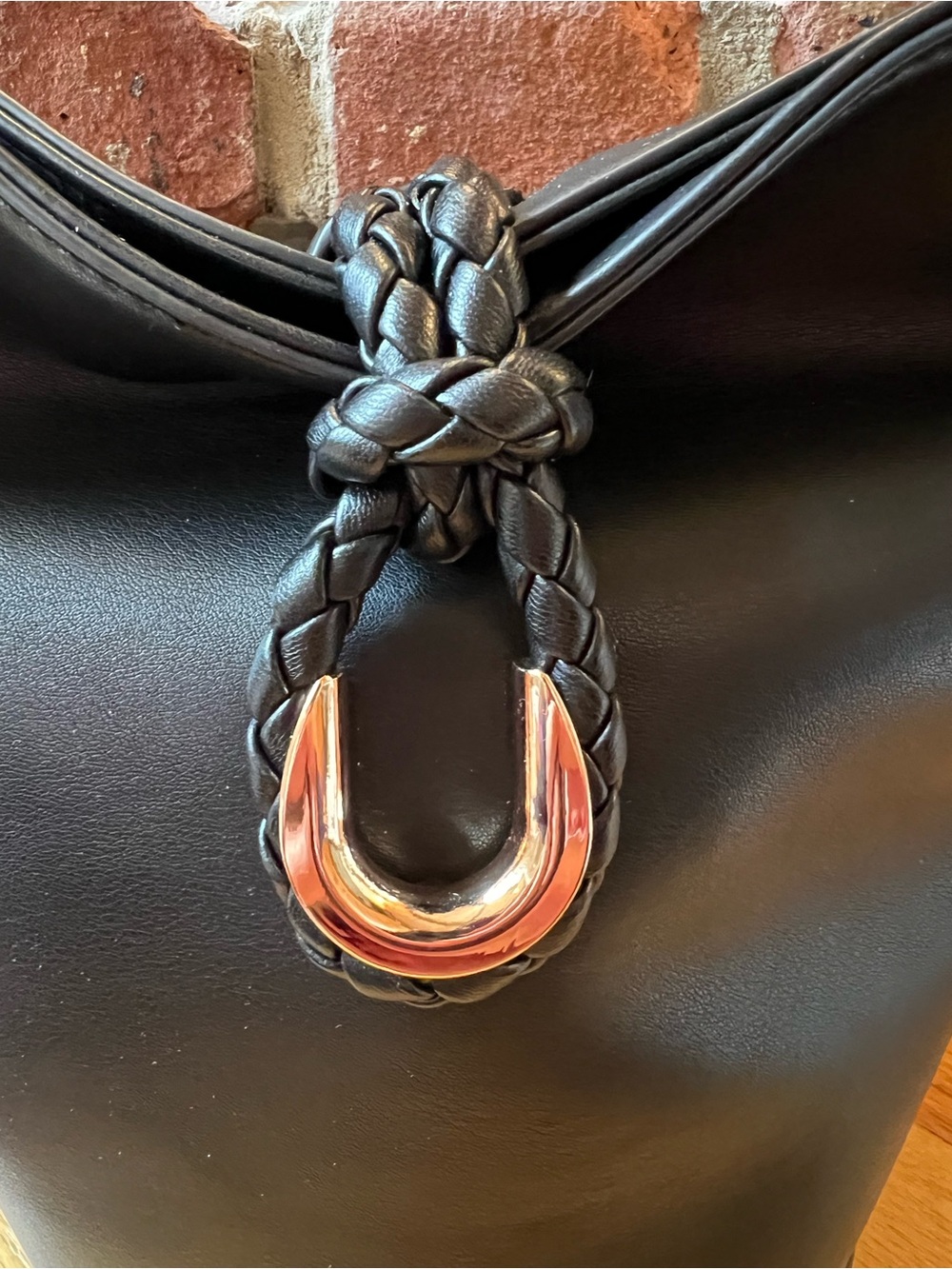 Anthropologie Black AOTA Twist Tie Top Handle Bucket Bag Crossbody - Picture 4 of 13